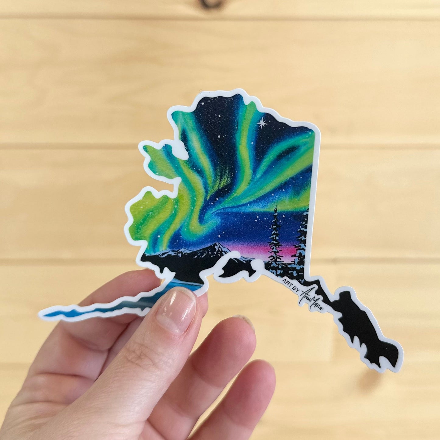 Alaska Aurora Sticker by AnnMarie Henderson