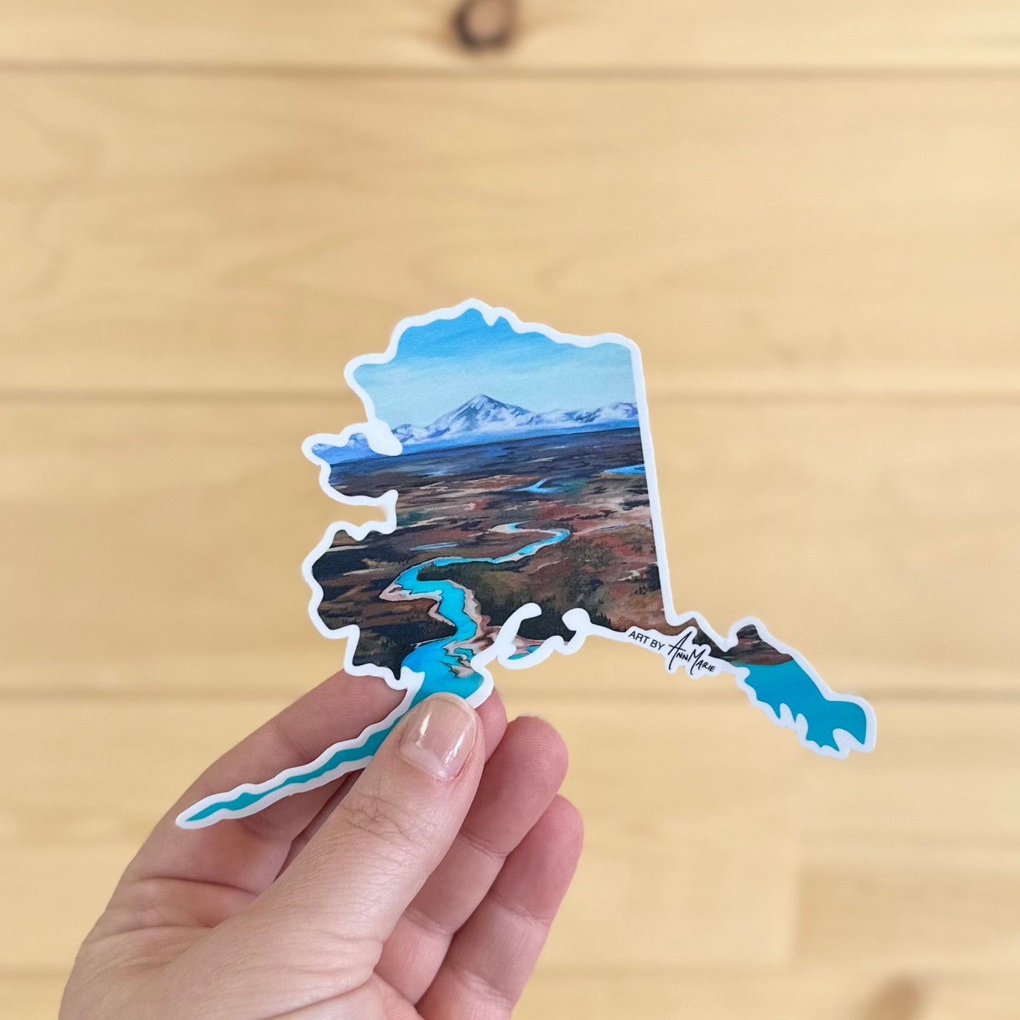 Alaska Wetlands + Mountain Sticker by AnnMarie Henderson Art