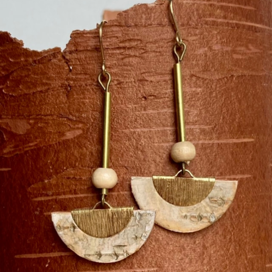 Birch Bark Fan Earrings by DUO Goods