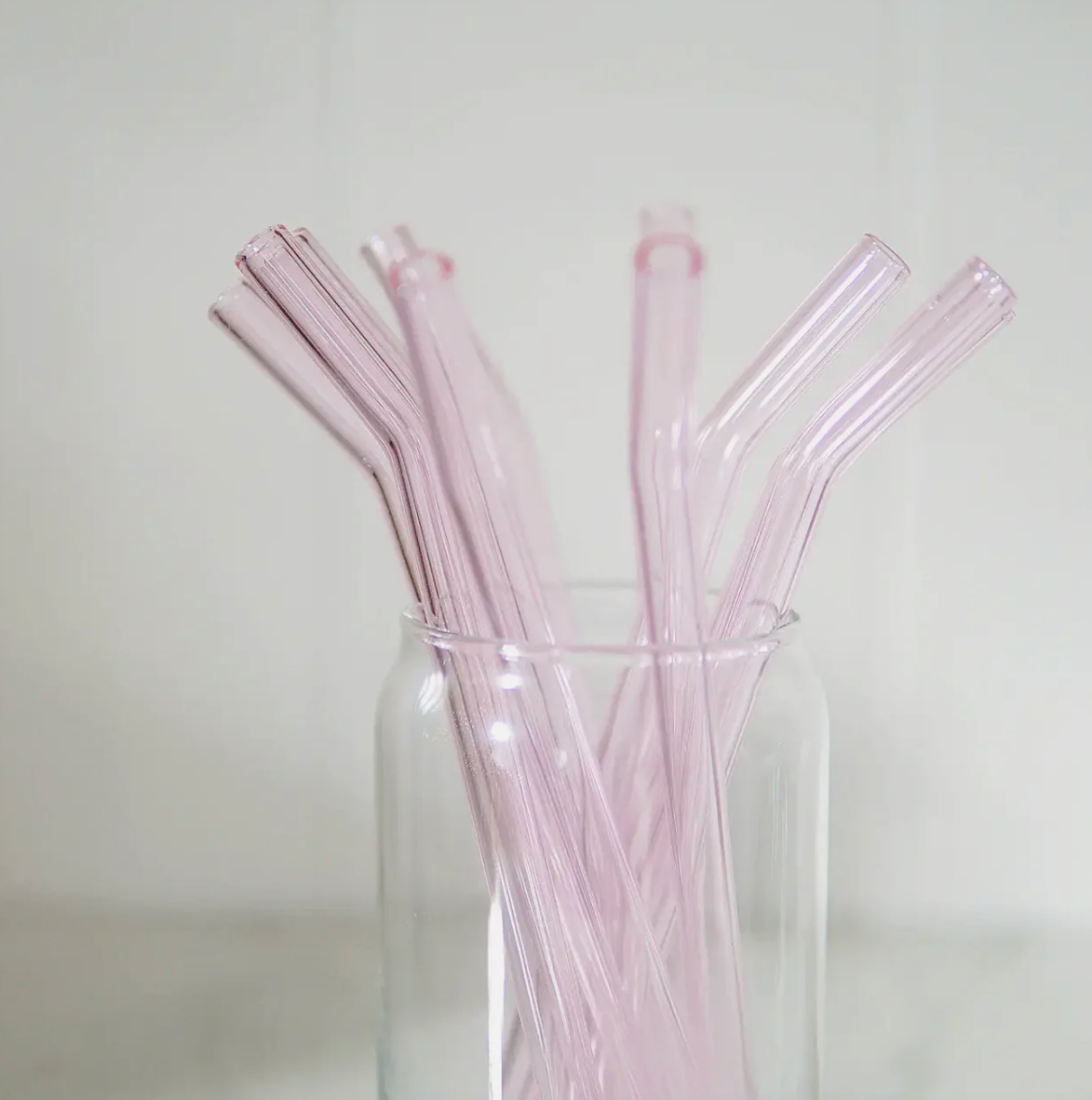Pink Bent Glass Straw