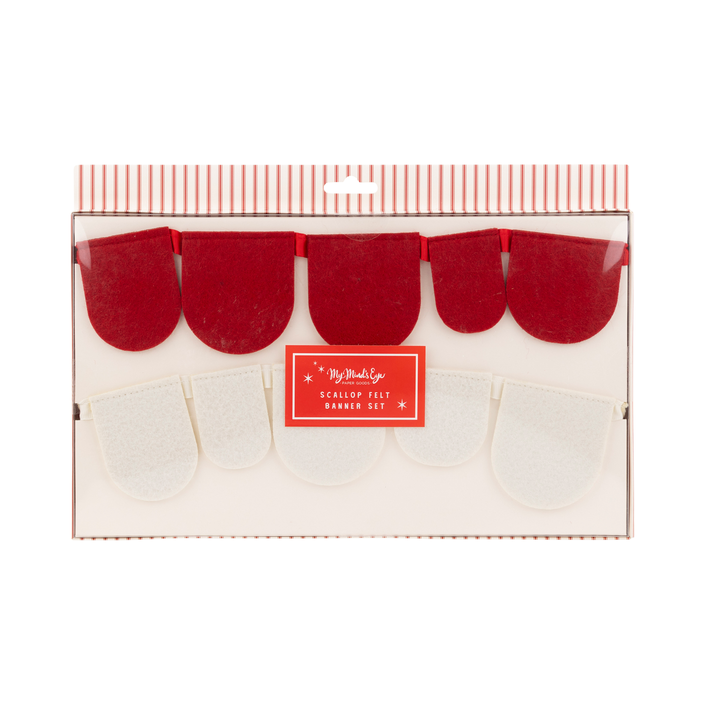 Scalloped Felt Banner | Red + Cream
