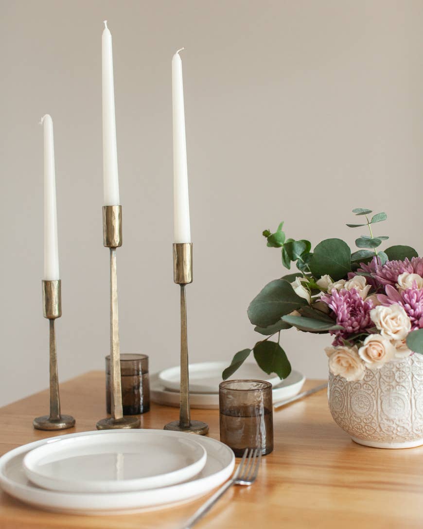 Dante Hand-Forged Iron Candle Holder | Brass by Creative Women