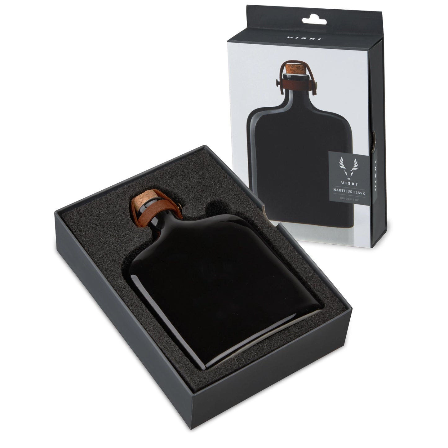 Ceramic & Leather Nautilus Flask