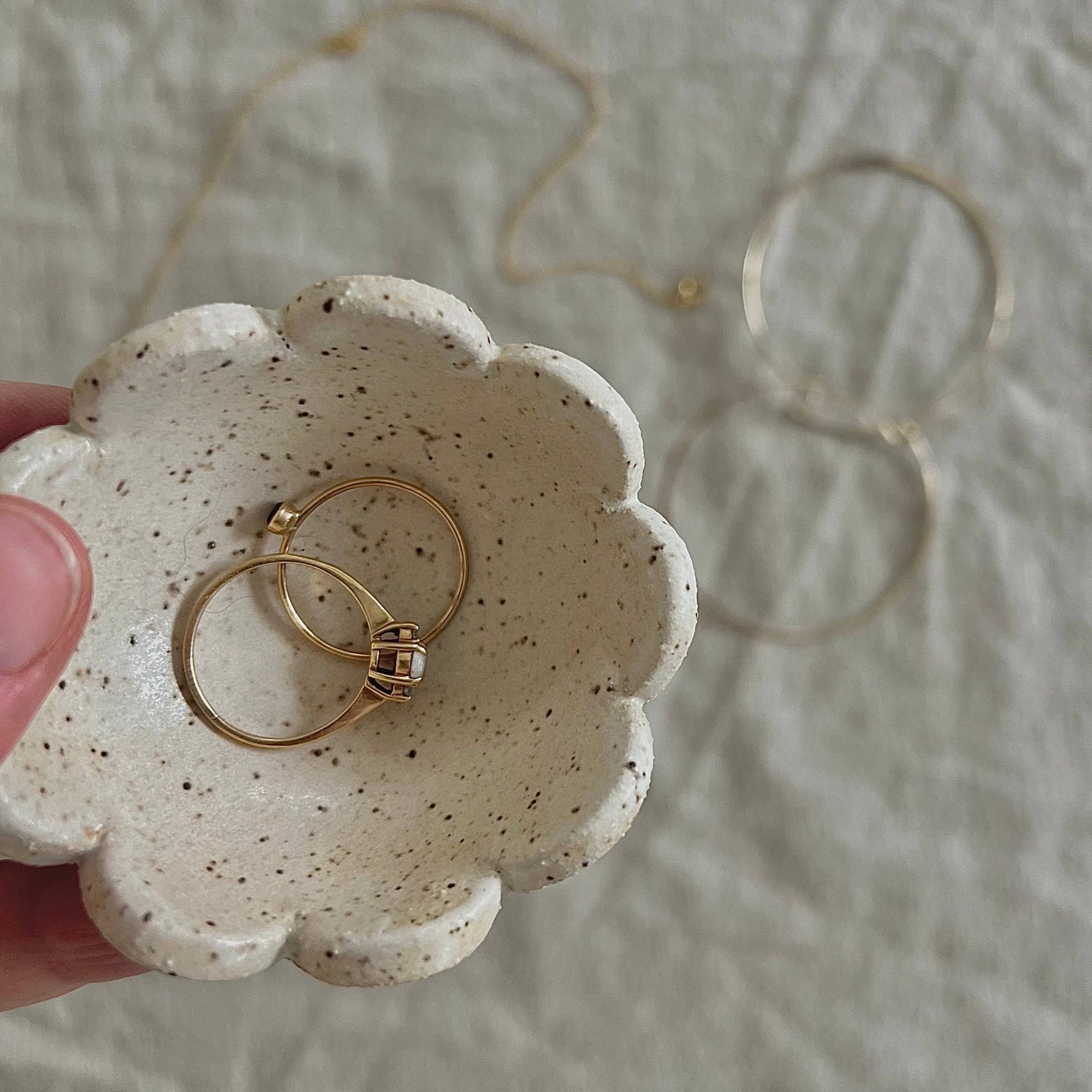 Cream Flower Ring Dish by Void & Form Ceramics