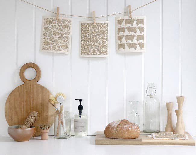 Scandi Bloom | Sand Swedish Dishcloth