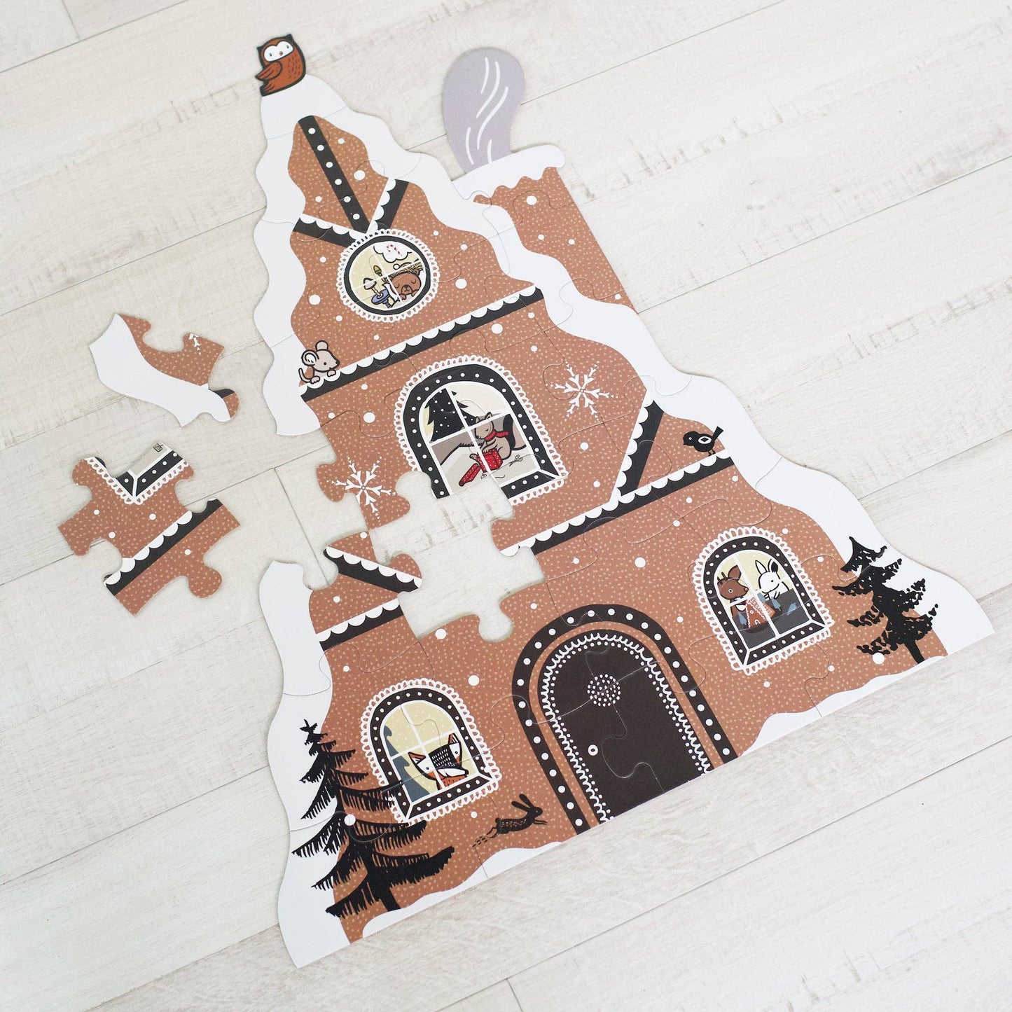 Gingerbread House Holiday Floor Puzzle by Wee Gallery