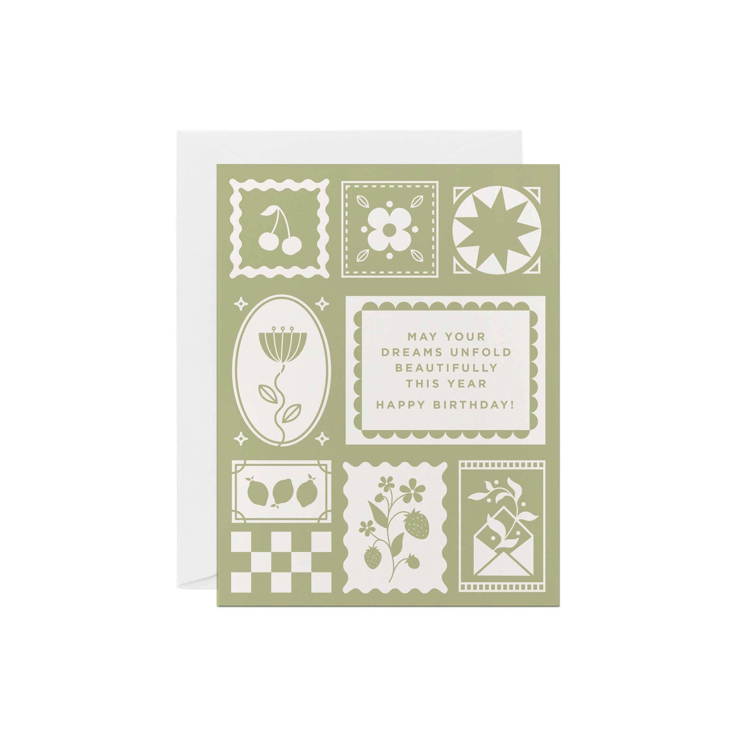 Sage Green Stamped Birthday Greeting Card by Line & Kind Paper Co.