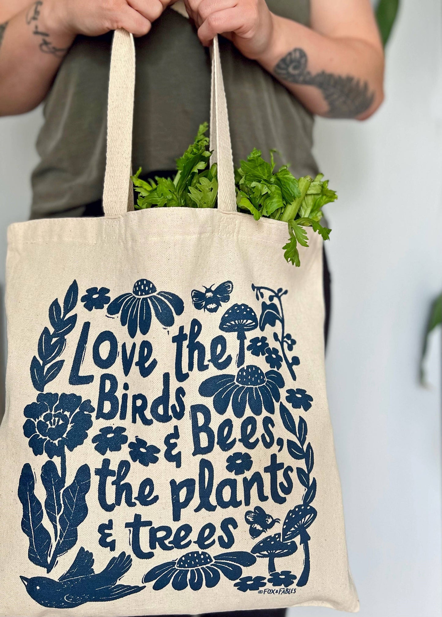 Love Birds & Bees Tote Bag by Fox & Fables