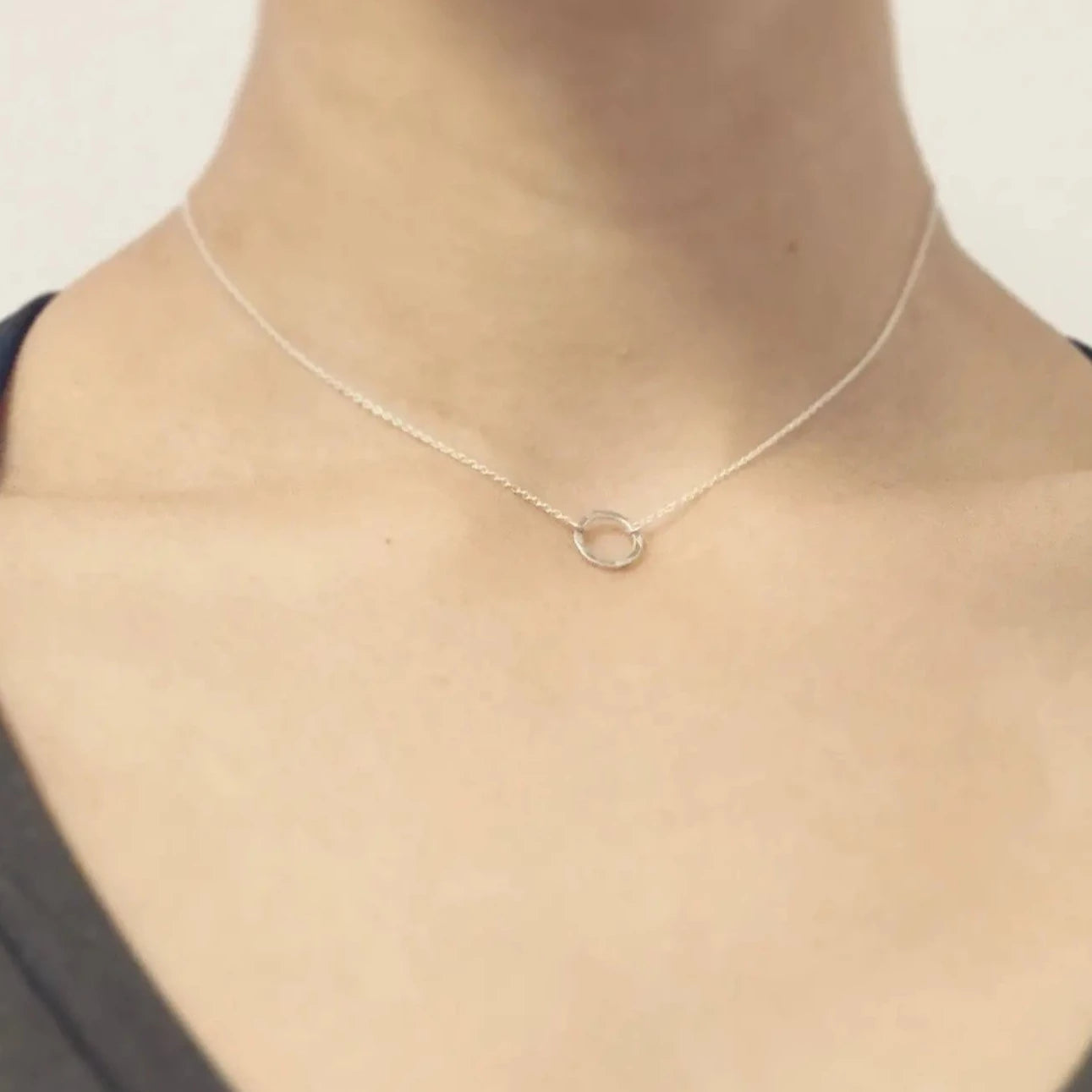 Hammered Silver Circle Necklace by Elm Designs