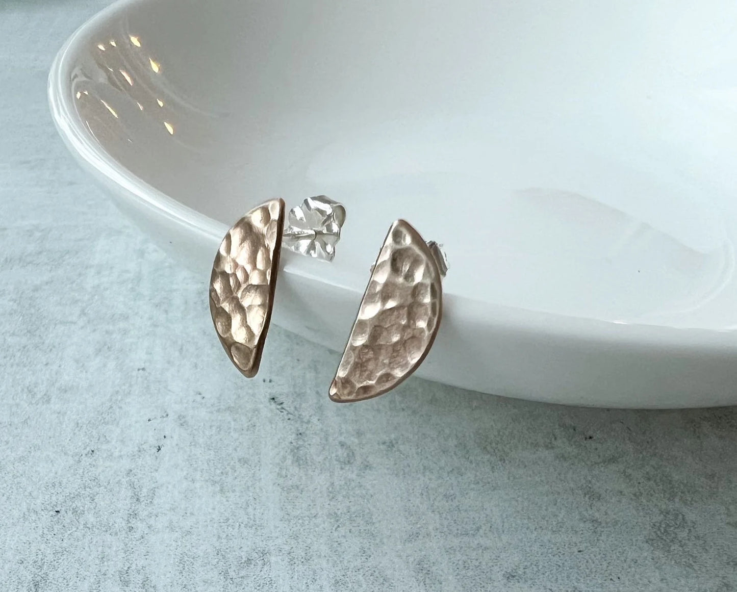 Hammered Gold Crescent Posts by Elm Designs