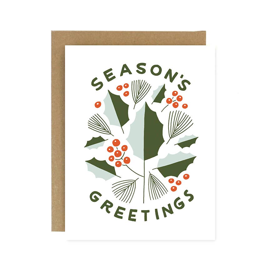 Season's Greetings Holly Card by Worthwhile Paper