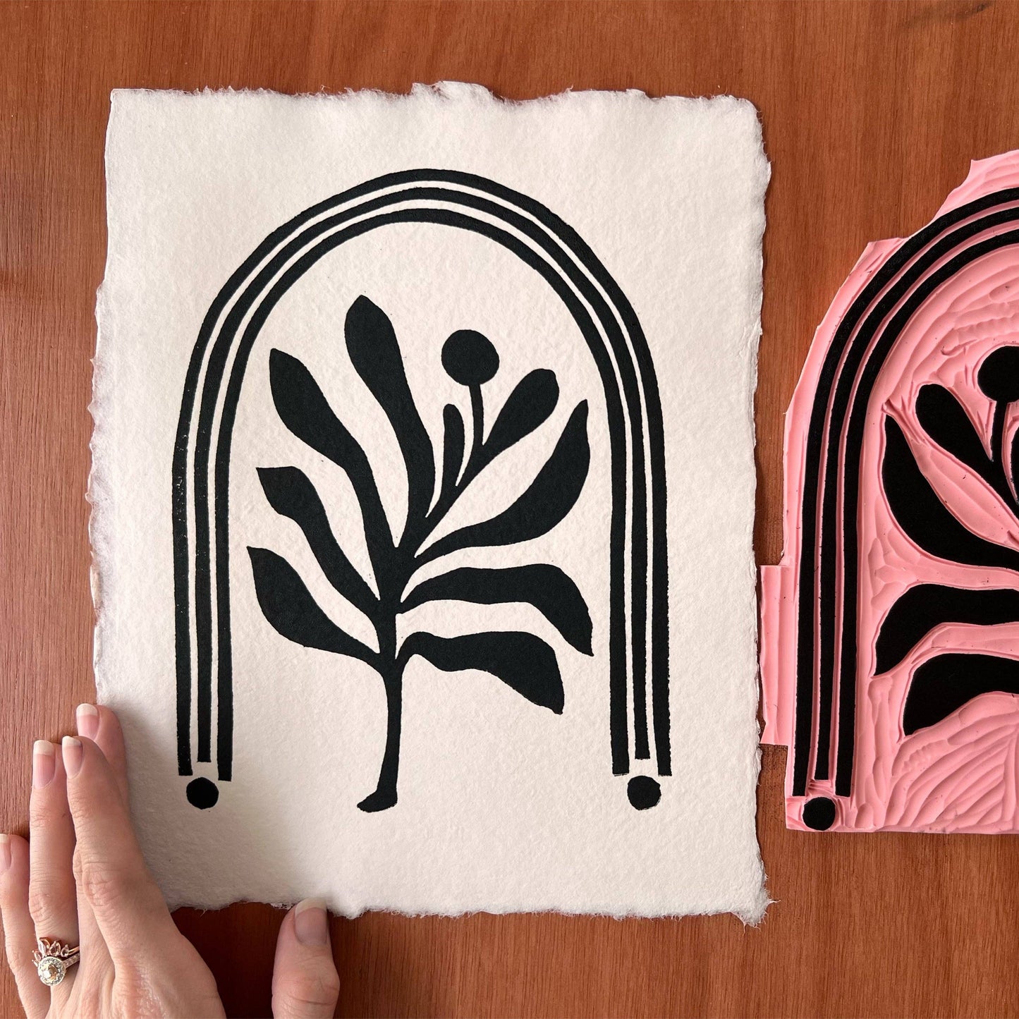 Sacred Growth 8x10 Linocut by Follysome Prints