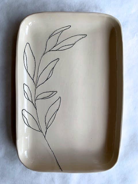 Handmade Olive Rounded Tray by CSF Ceramics