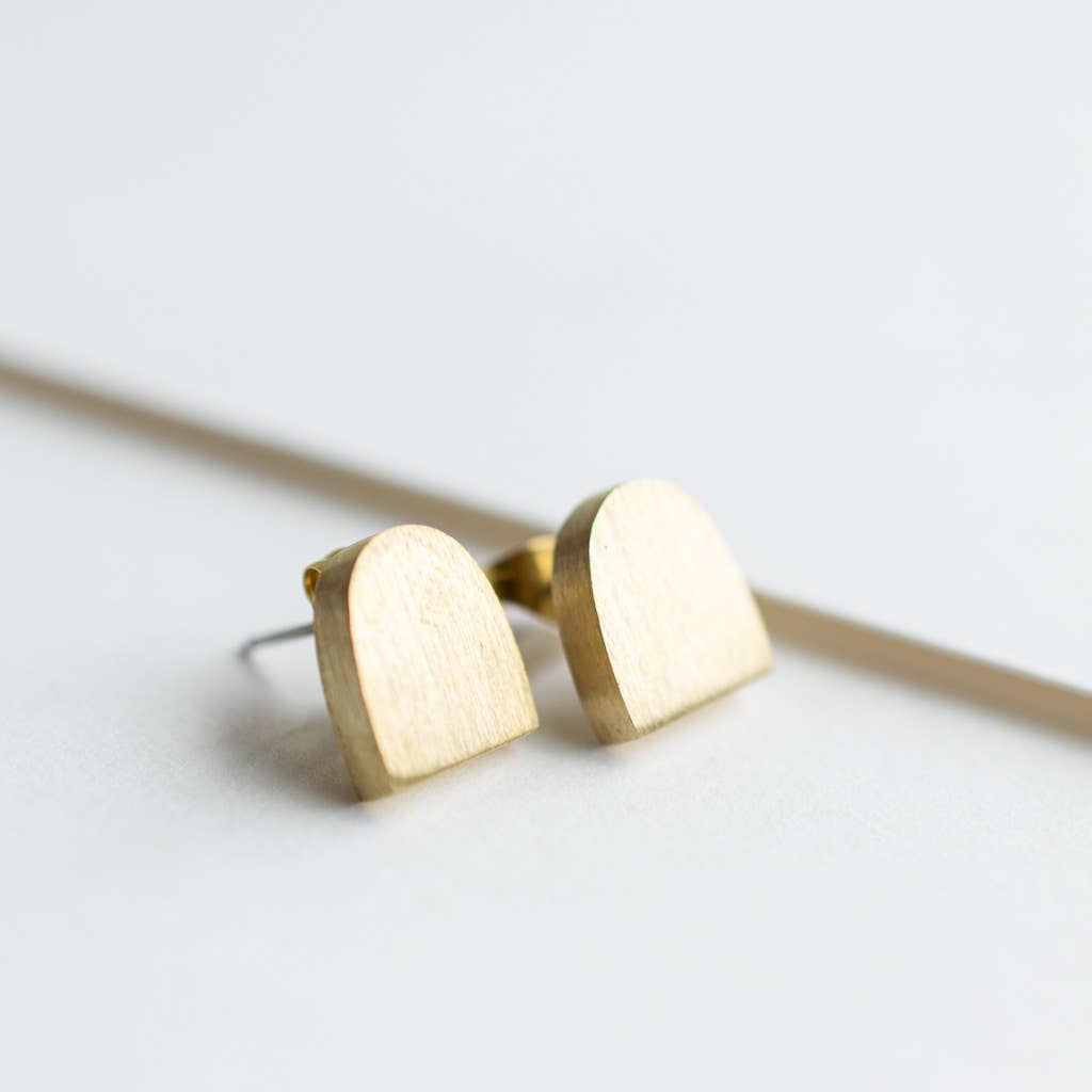 Matte Brass Arch Earring Posts by Fair + Simple