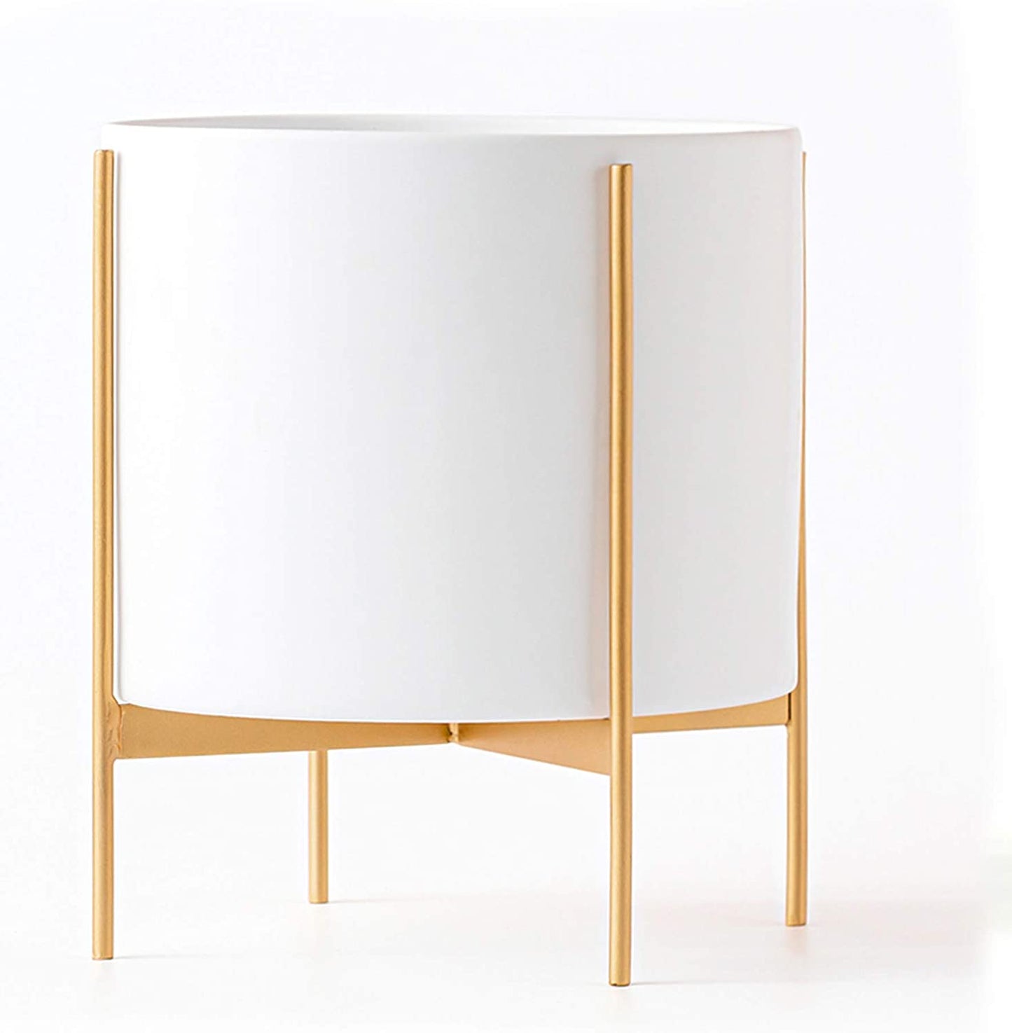 10 Inch Ceramic Planter with Gold Stand