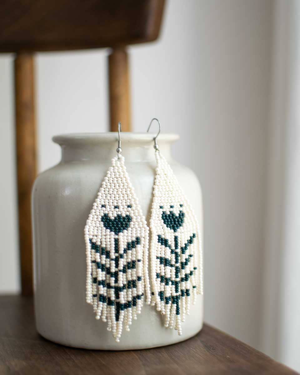Beaded Fringe Earrings in Flor by Fair + Simple