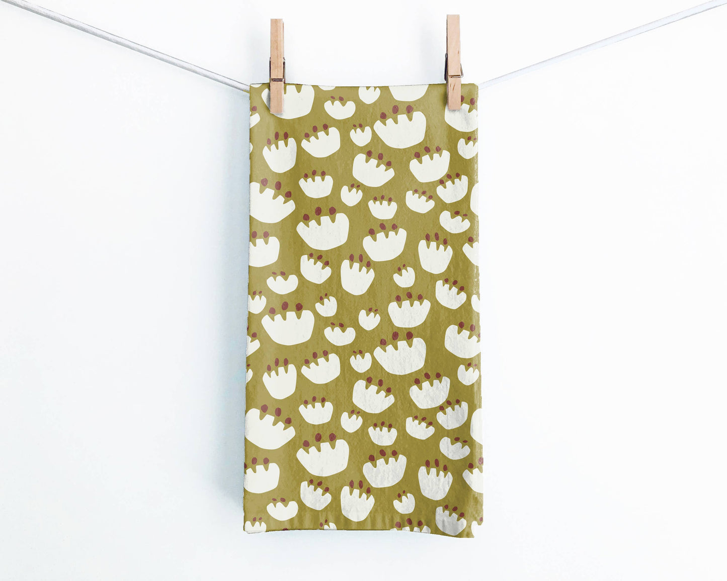 Solo Flower Olive Tea Towel by Juniper Blue