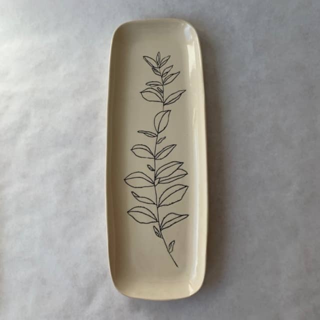 Handmade Long Platter Bay Laurel by CSF Ceramics