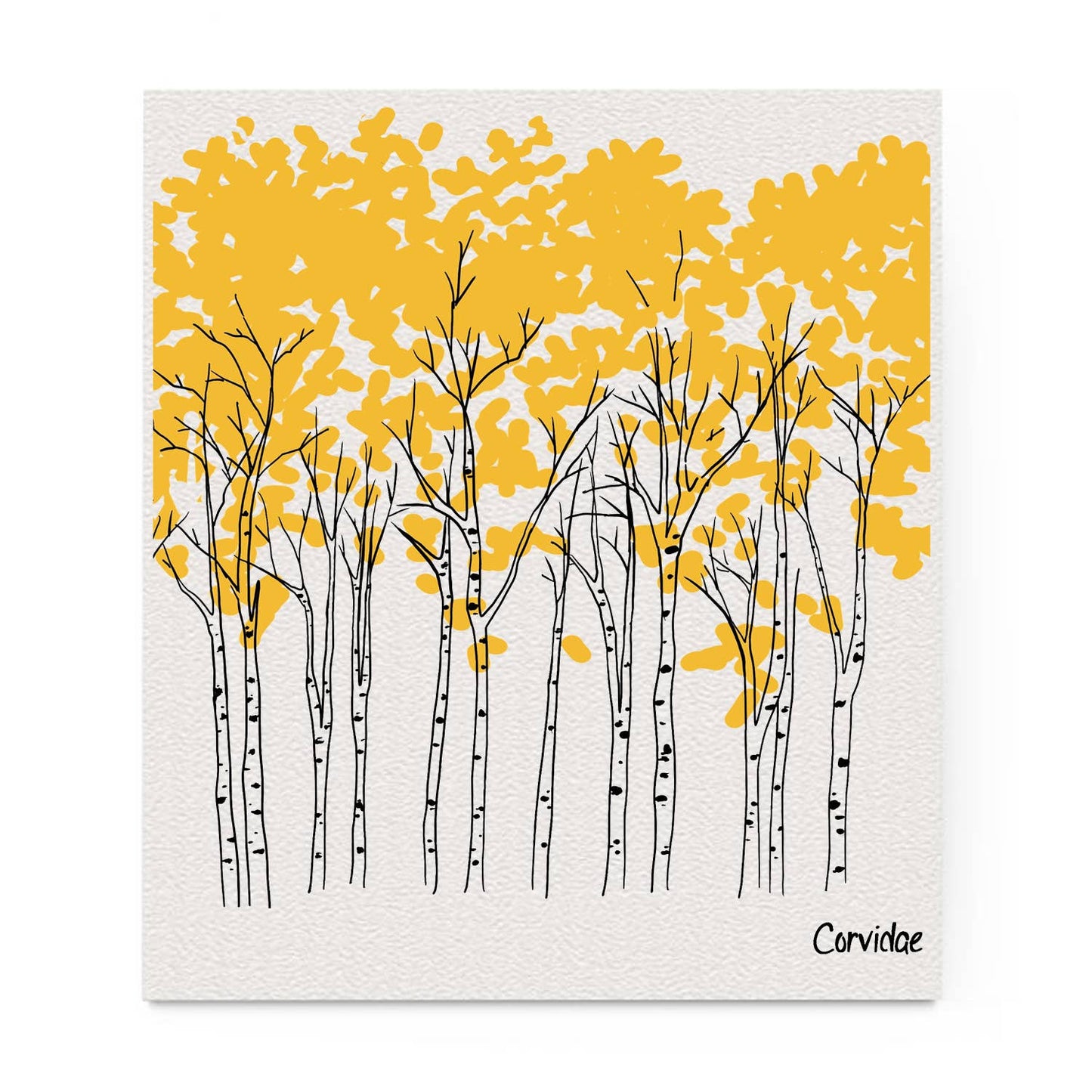 Fall Aspen Tree Swedish Dishcloth by Corvidae