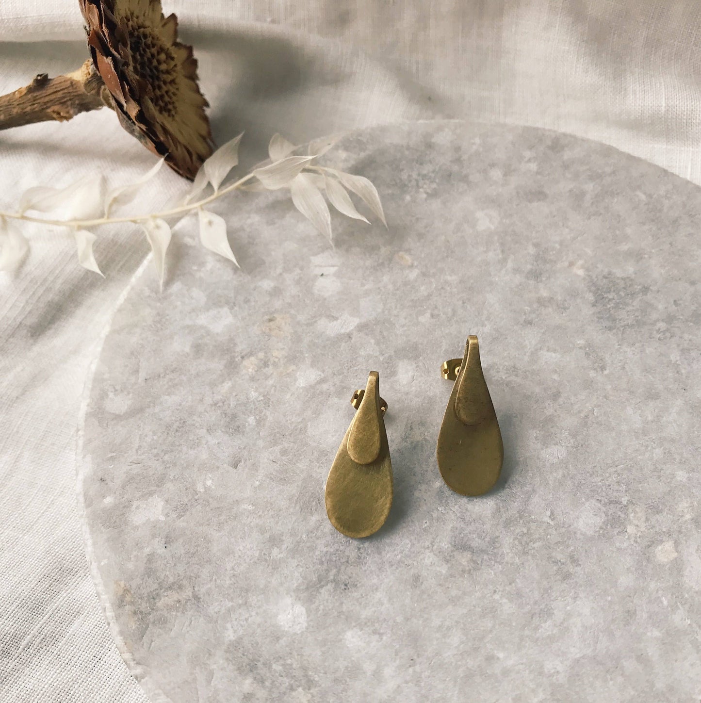 Double Teardrop Studs by Modern Madini