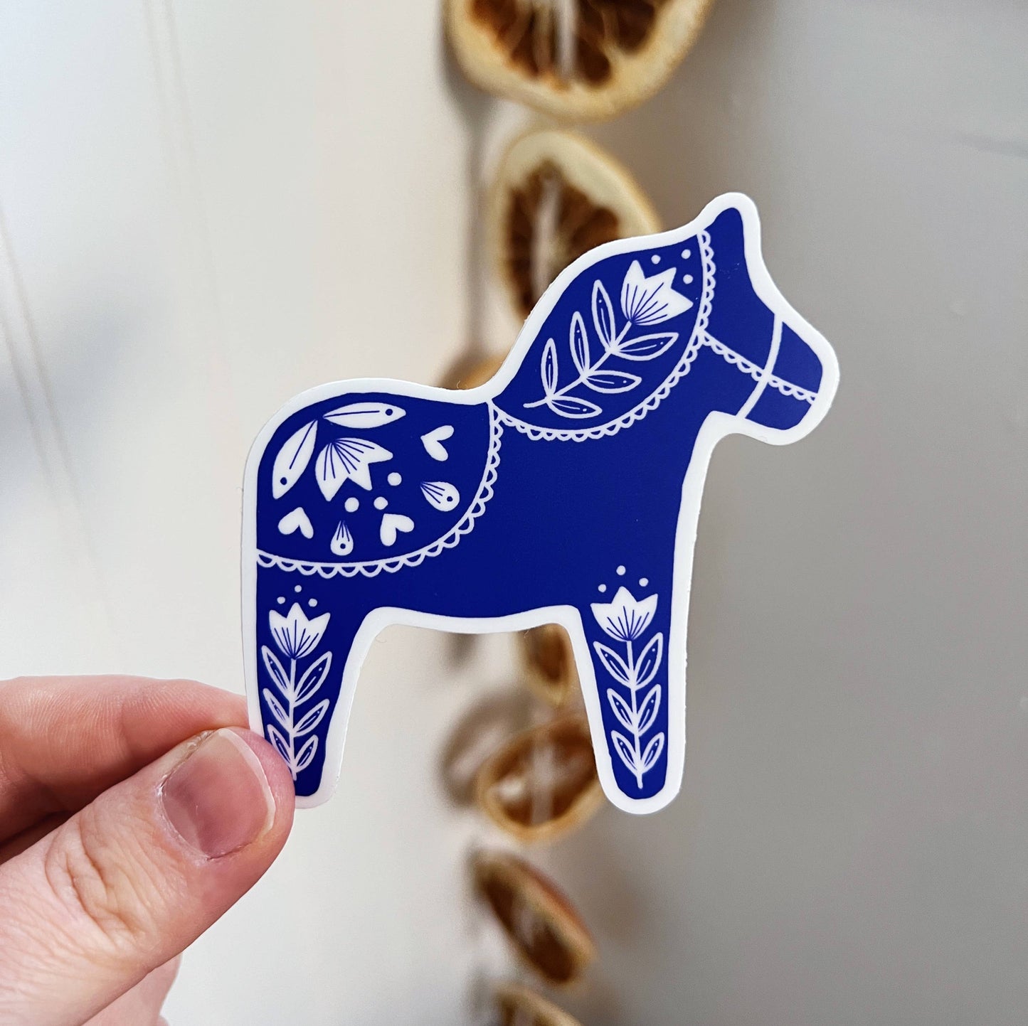 Swedish Dala Sticker - Blue - by Nordic Nicole