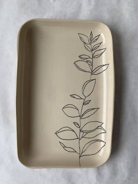 Handmade Bay Laurel Rounded Tray by CSF Ceramics