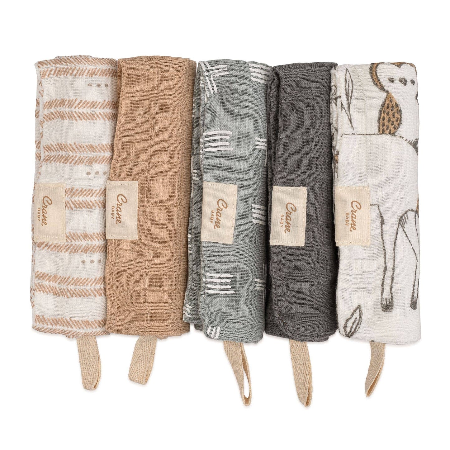 Woodland Animals 5-Piece Washcloth Set by Baby Crane
