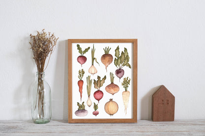 Watercolor Root Vegetables Garden Art Print by Fox & Fables