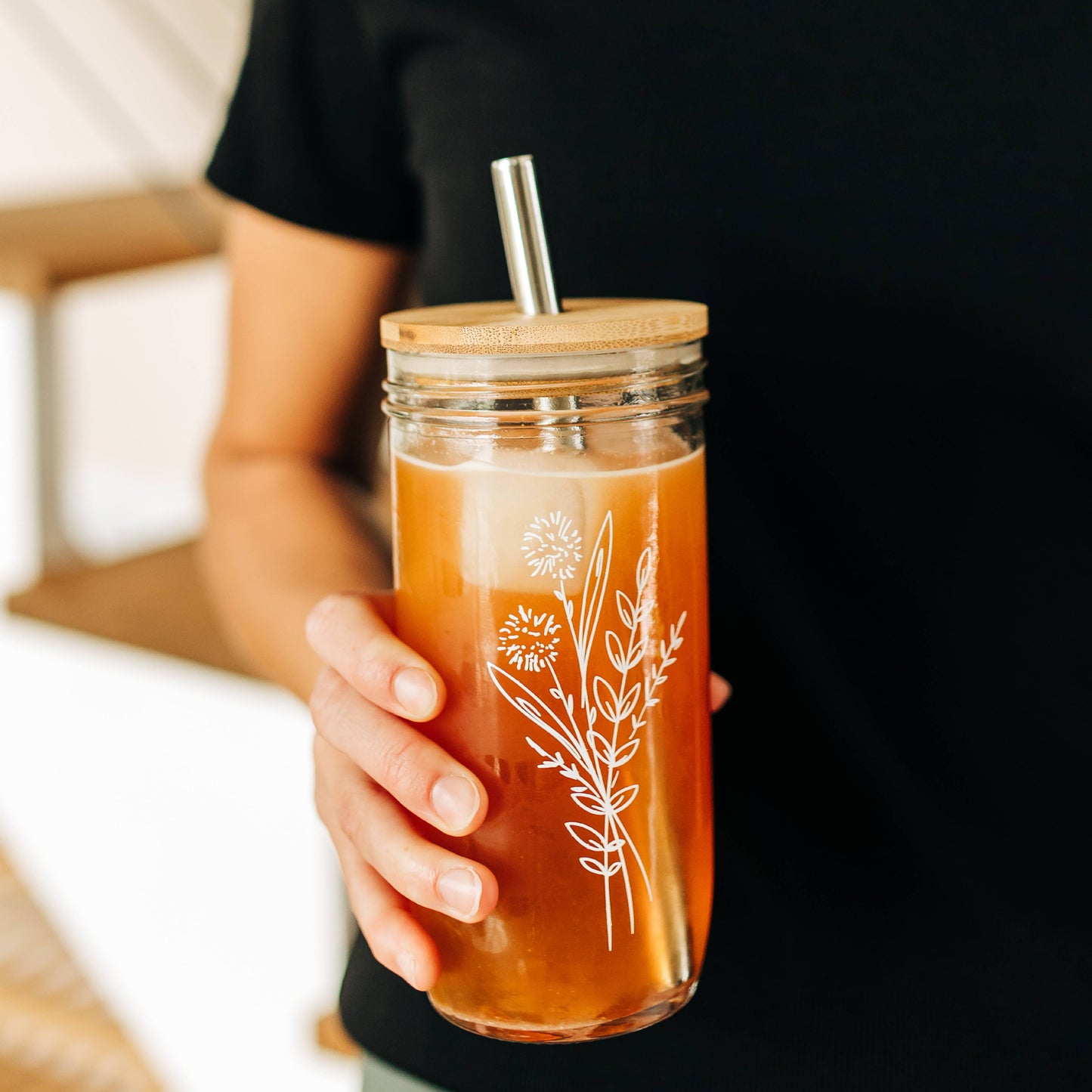 Floral Bouquet Glass Tumbler by Grace and Joy Co.