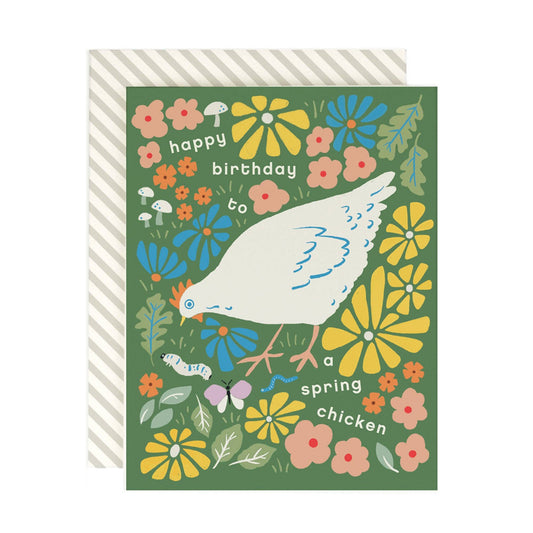 Spring Chicken Birthday Card by Amy Heitman