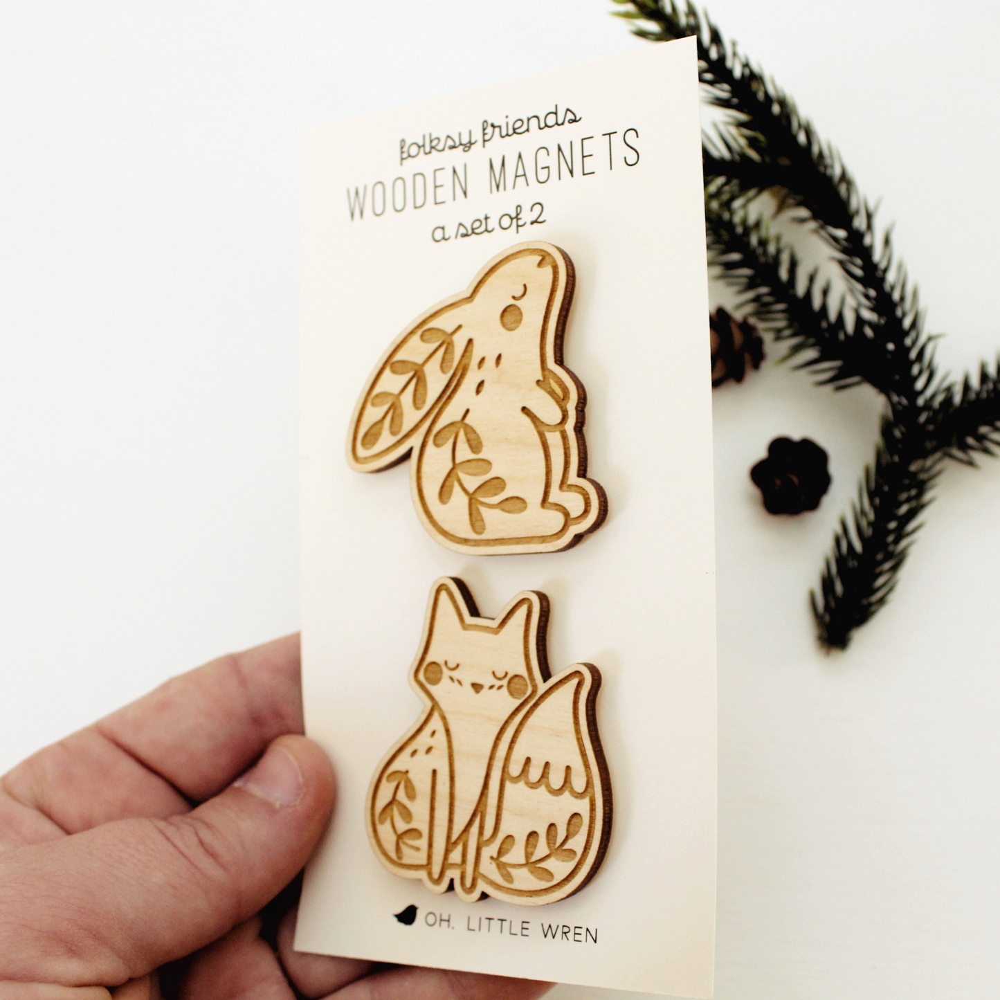 Fox + Rabbit Wooden Magnets by Oh, Little Wren