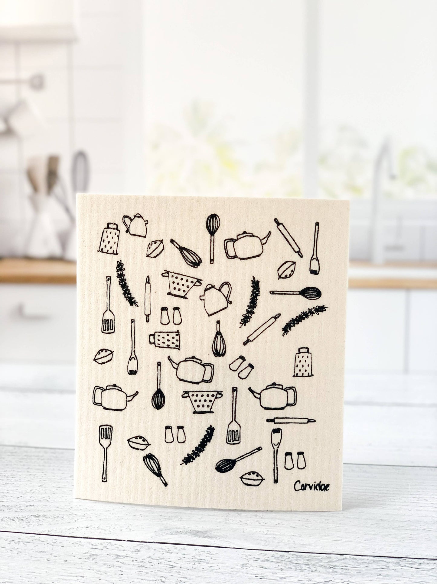 Kitchen Utensils Swedish Dishcloth by Corvidae