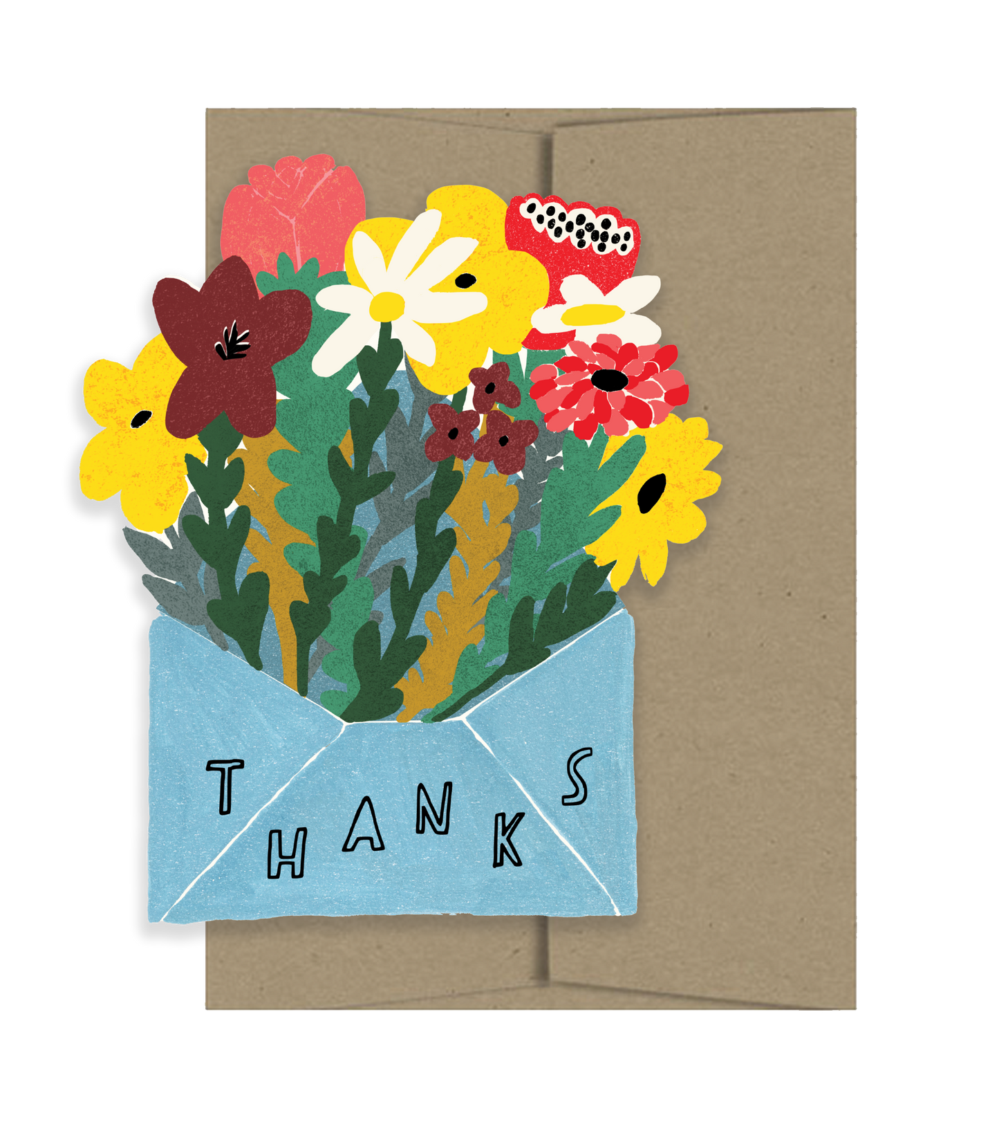 Thanks with Flowers - Die Cut Card by Isatopia