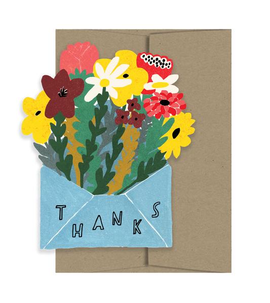 Thanks with Flowers - Die Cut Card by Isatopia