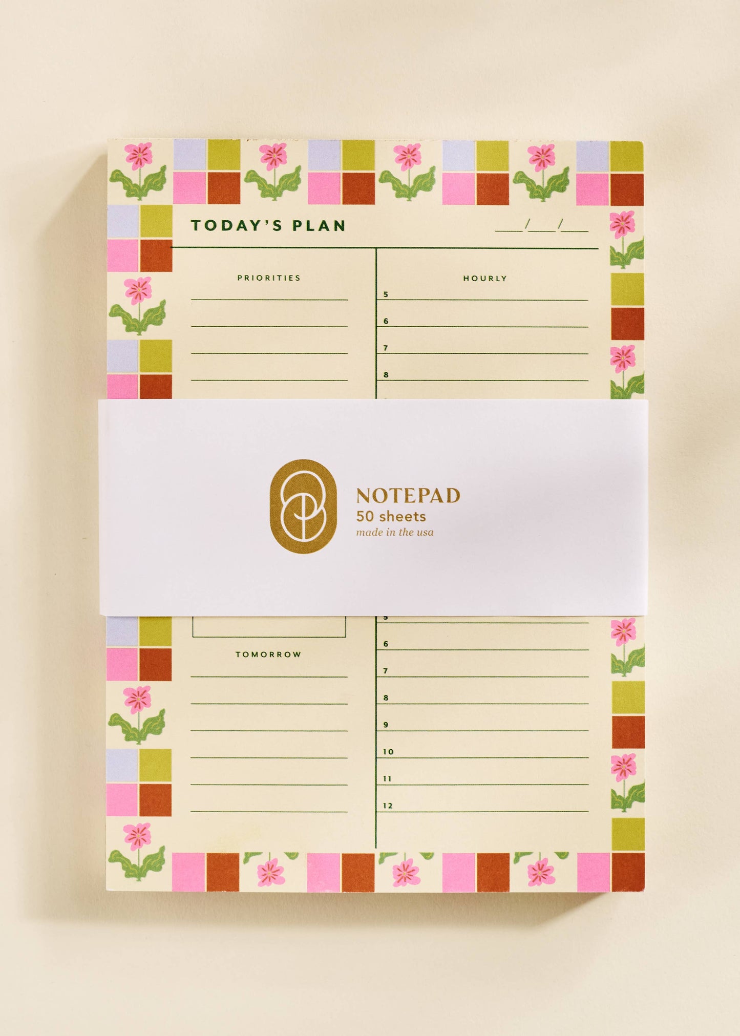 Checkered Flower Daily Planner Notepad by One & Only Paper