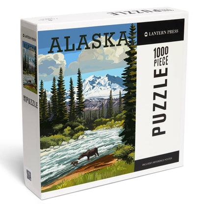 Alaska, Moose and River Rapids 1000 Piece Puzzle