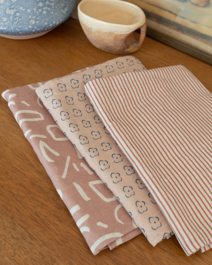 Classic Stripe Terracotta Linen Tea Towel by Our Heiday
