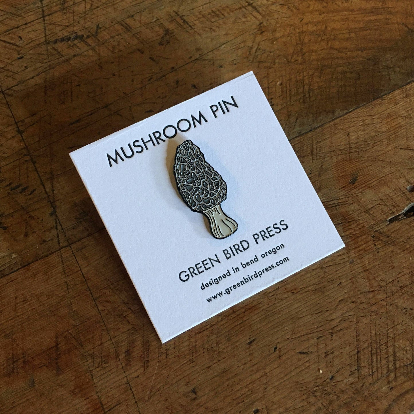 Morel Mushroom Enamel Pin by Green Bird Press