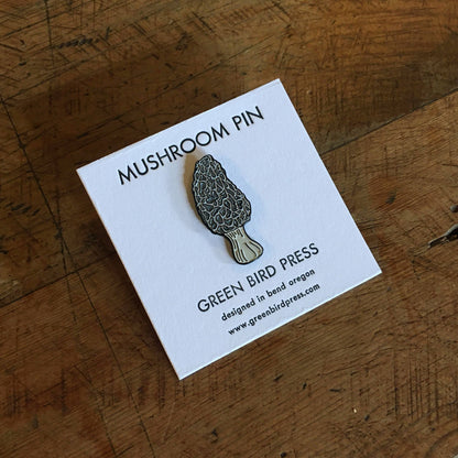 Morel Mushroom Enamel Pin by Green Bird Press