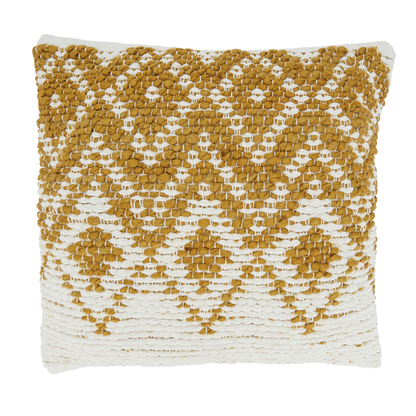 Diamond Woven Throw Pillow 18"x18" | Gold + Cream