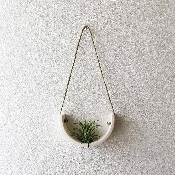 Hanging Air Plant Cradle | White Earthenware by Mudpuppy