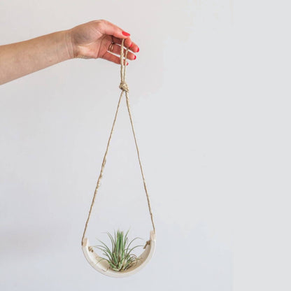 Hanging Air Plant Cradle | White Earthenware by Mudpuppy