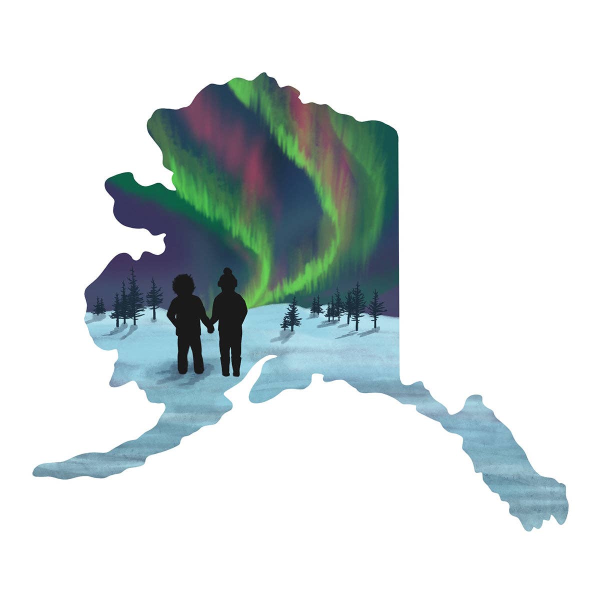 Northern Lights Alaska State sticker by Michele Michael Art