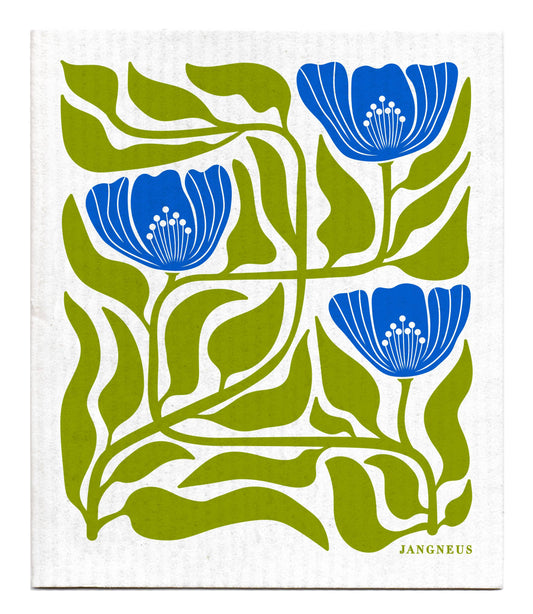 Flower | Green + Blue Swedish Dishcloth