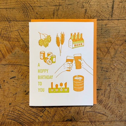 Hoppy Beer Birthday Letterpress Card by Green Bird Press