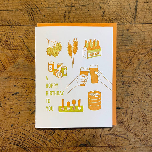 Hoppy Beer Birthday Letterpress Card by Green Bird Press