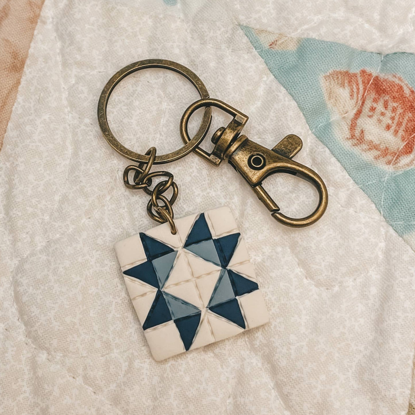 Nordic Blues | Quilted Style Keychains by Sydni Carlson Art