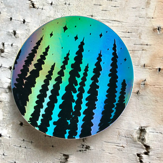 Holographic Aurora Tree Sticker by Anya Toelle