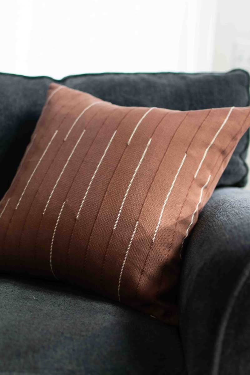 Textured Woven Accent Pillow | Chocolate by Fair & Simple
