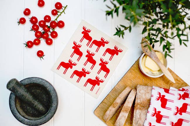 Moose | Red Swedish Dishcloth